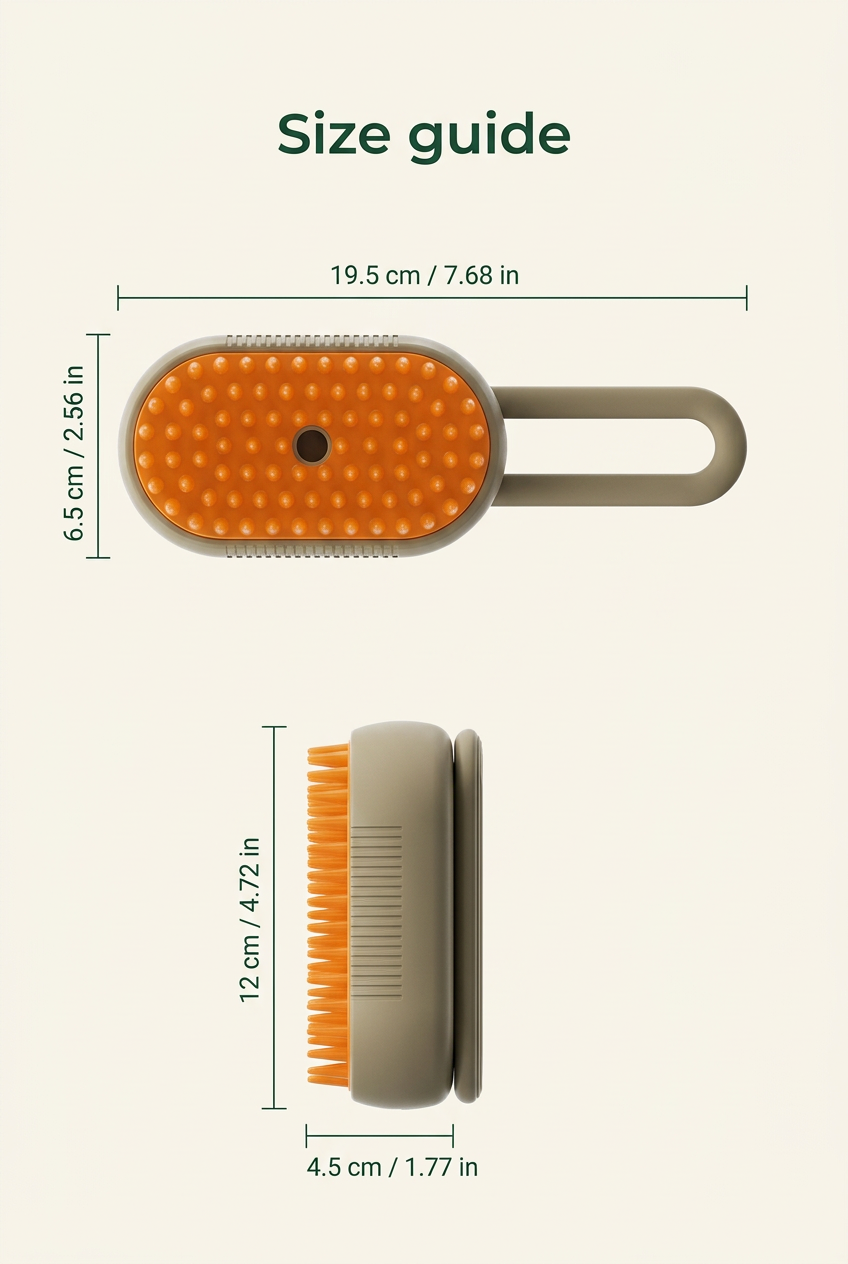 Pet grooming brush measurement guide