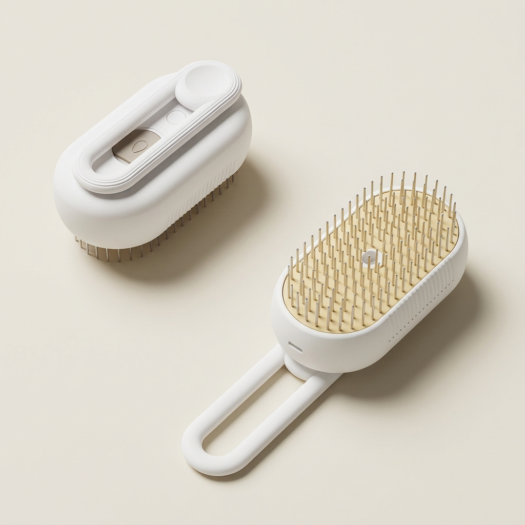 White metal-bristle grooming brush product image